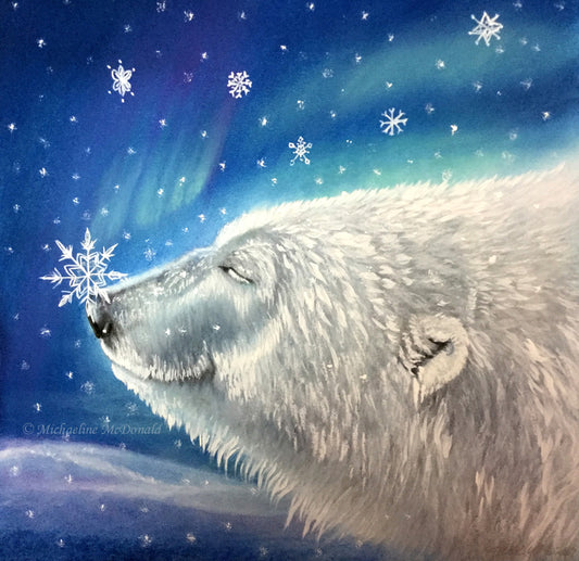 Polar Bear Snowflakes - Original Painting